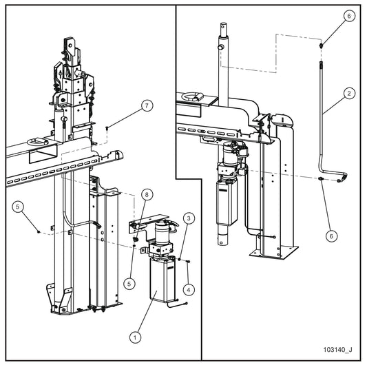 Vertical Tower Hydraulic Pump w/Top Port Cylinder Assembly Parts for V-Series Night-lite PRO II 50 & 60Hz NIGHT-LITE PRO II® (08-000001 to 08-005618) by Allmand