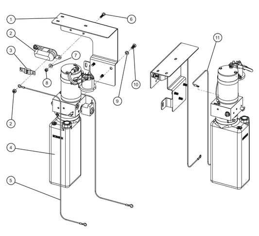 Vertical Tower Hydraulic Pump Mount Assembly Parts for V-Series Night-lite PRO II 50 & 60Hz NIGHT-LITE PRO II® (08-000001 to 08-005618) by Allmand