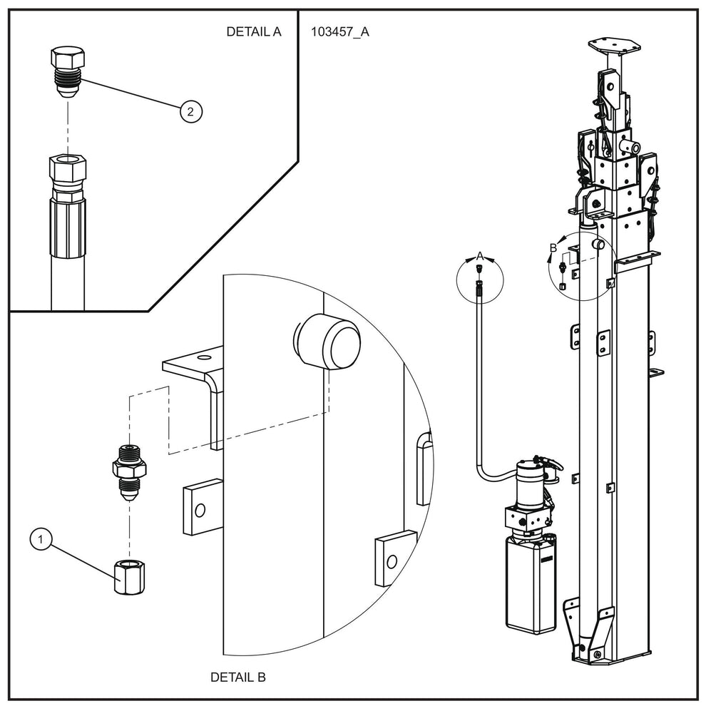 Vertical Tower Top Port Cylinder Cap and Plug Assembly Parts for V-Series Night-lite PRO II 50 & 60Hz NIGHT-LITE PRO II® (08-000001 to 08-005618) by Allmand