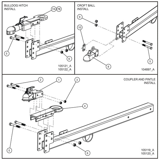 Old Style Snap-Ring Tongue Coupler Options Assembly Parts for V-Series Night-lite PRO II 50 & 60Hz NIGHT-LITE PRO II® (08-000001 to 08-005618) by Allmand
