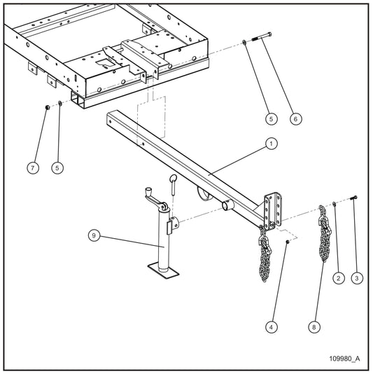 Adjustable Tongue Assembly Parts for V-Series Night-lite PRO II 50 & 60Hz NIGHT-LITE PRO II® (08-000001 to 08-005618) by Allmand