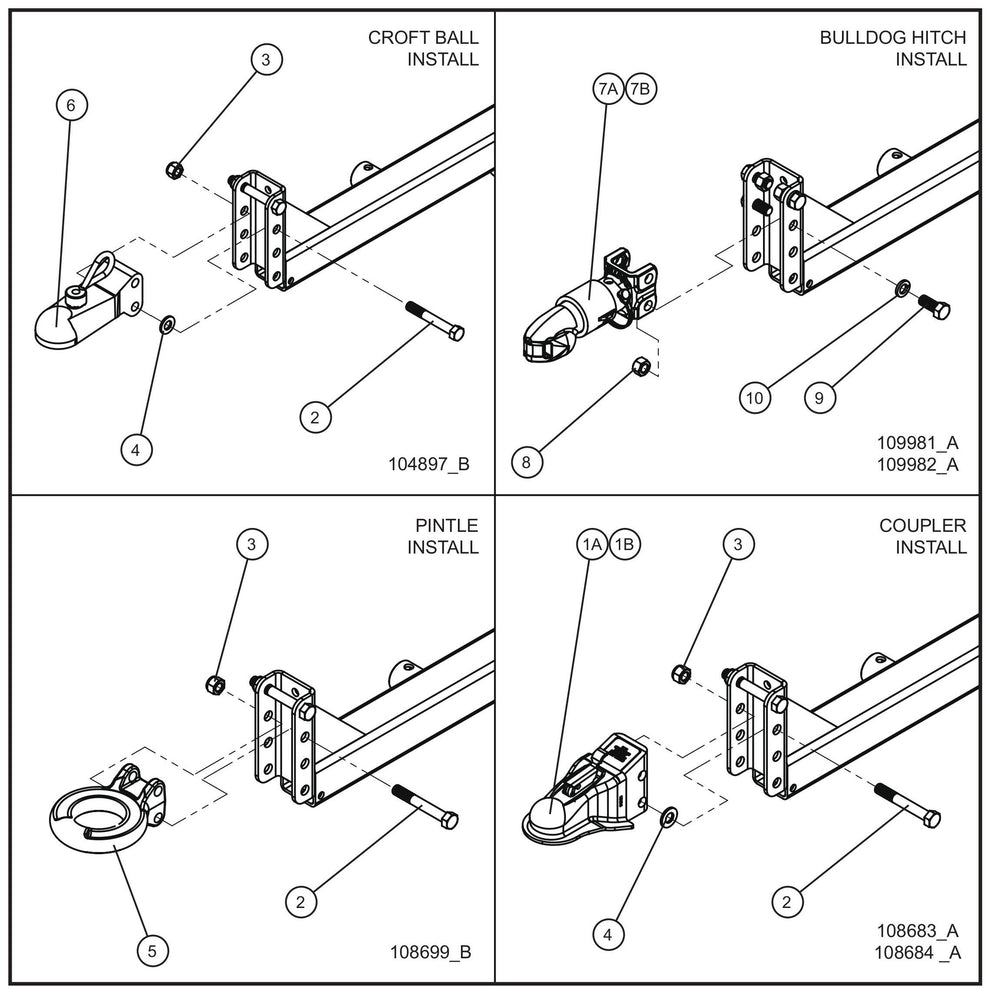 Adjustable Tongue Coupler Options Assembly Parts for V-Series Night-lite PRO II 50 & 60Hz NIGHT-LITE PRO II® (08-000001 to 08-005618) by Allmand