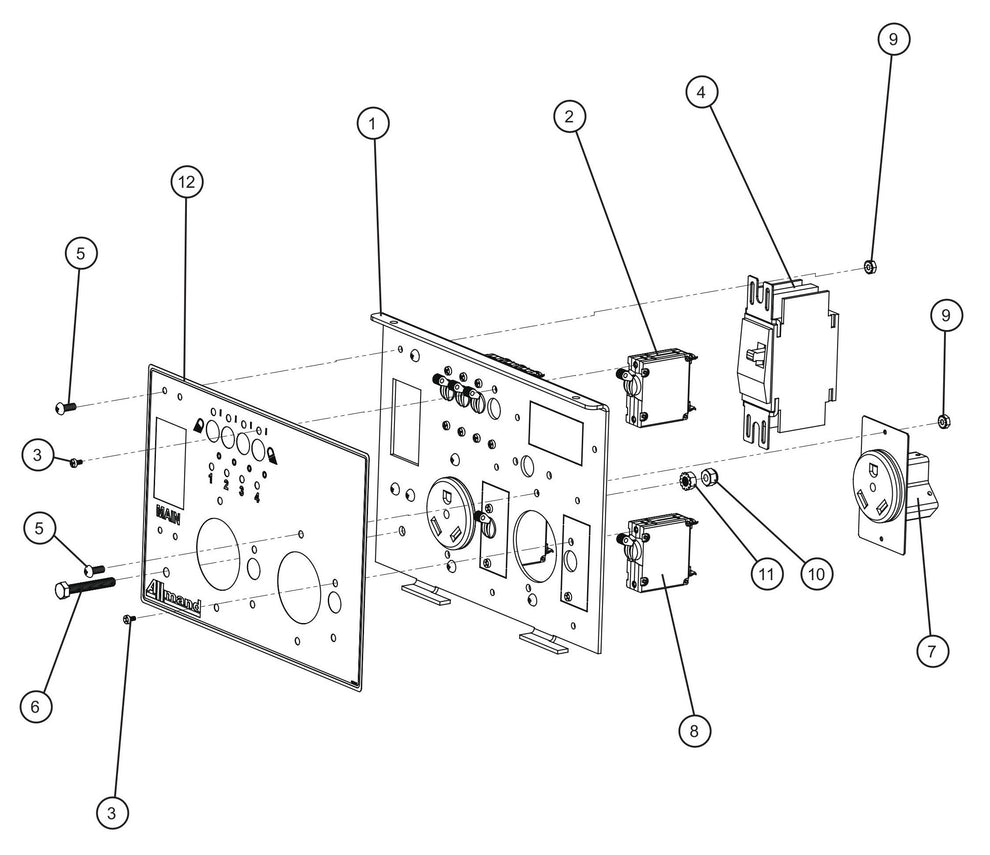 2-30AMP RV Outlet UL489 Package Assembly Parts for V-Series Night-lite PRO II 50 & 60Hz NIGHT-LITE PRO II® (08-000001 to 08-005618) by Allmand