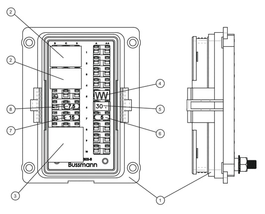 SLS Harness Control Fuse Panel II Assembly Parts for V-Series Night-lite PRO II 50 & 60Hz NIGHT-LITE PRO II® (08-000001 to 08-005618) by Allmand