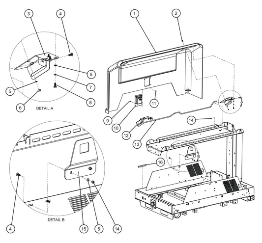 Left Plastic Door Group Assembly Parts for V-Series Night-lite PRO II 50 & 60Hz NIGHT-LITE PRO II® (08-000001 to 08-005618) by Allmand