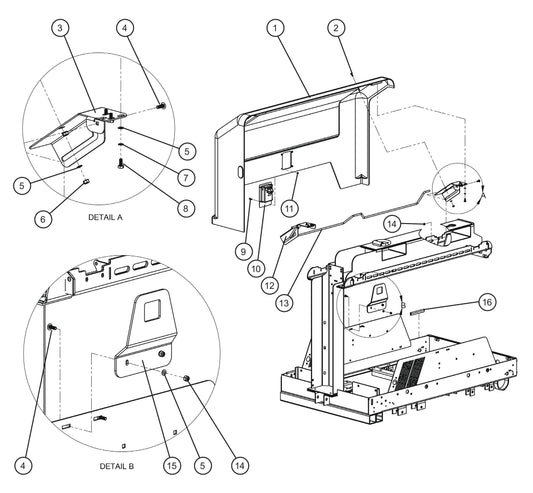 Right Plastic Door Group Assembly Parts for V-Series Night-lite PRO II 50 & 60Hz NIGHT-LITE PRO II® (08-000001 to 08-005618) by Allmand
