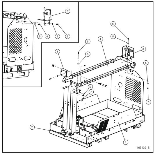 Laydown Tower Trailer Group (1 of 2) Assembly Parts for V-Series Night-lite PRO II 50 & 60Hz NIGHT-LITE PRO II® (08-000001 to 08-005618) by Allmand
