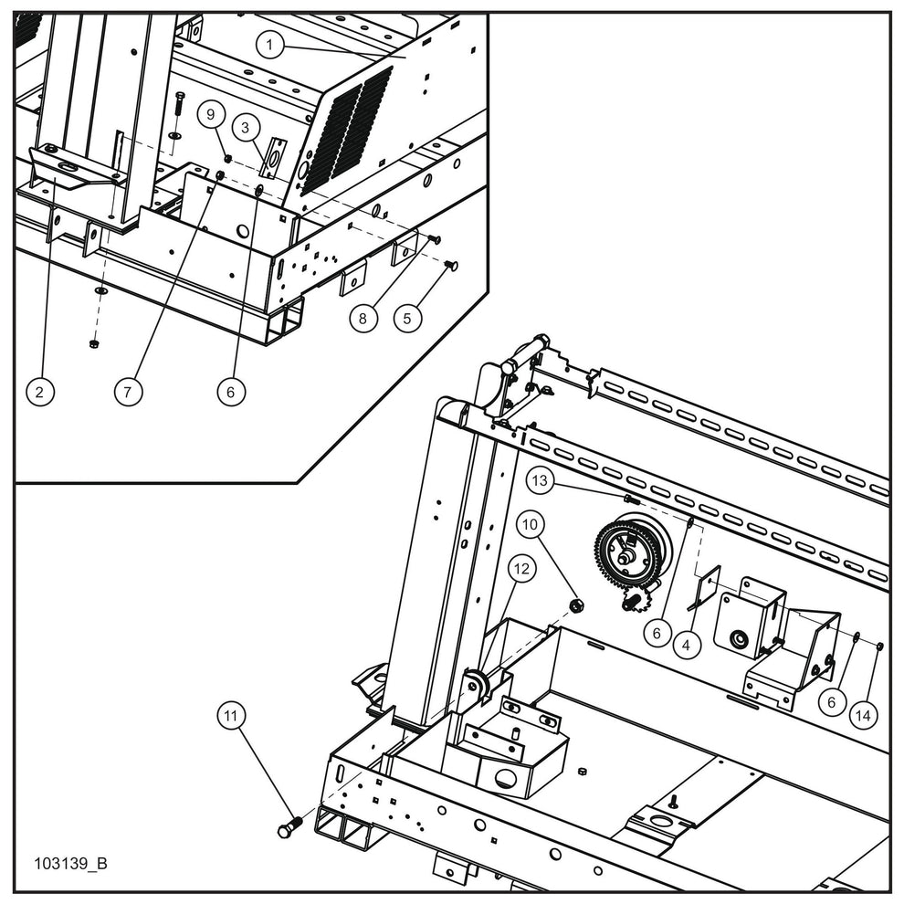 Laydown Tower Trailer Group (2 of 2) Assembly Parts for V-Series Night-lite PRO II 50 & 60Hz NIGHT-LITE PRO II® (08-000001 to 08-005618) by Allmand