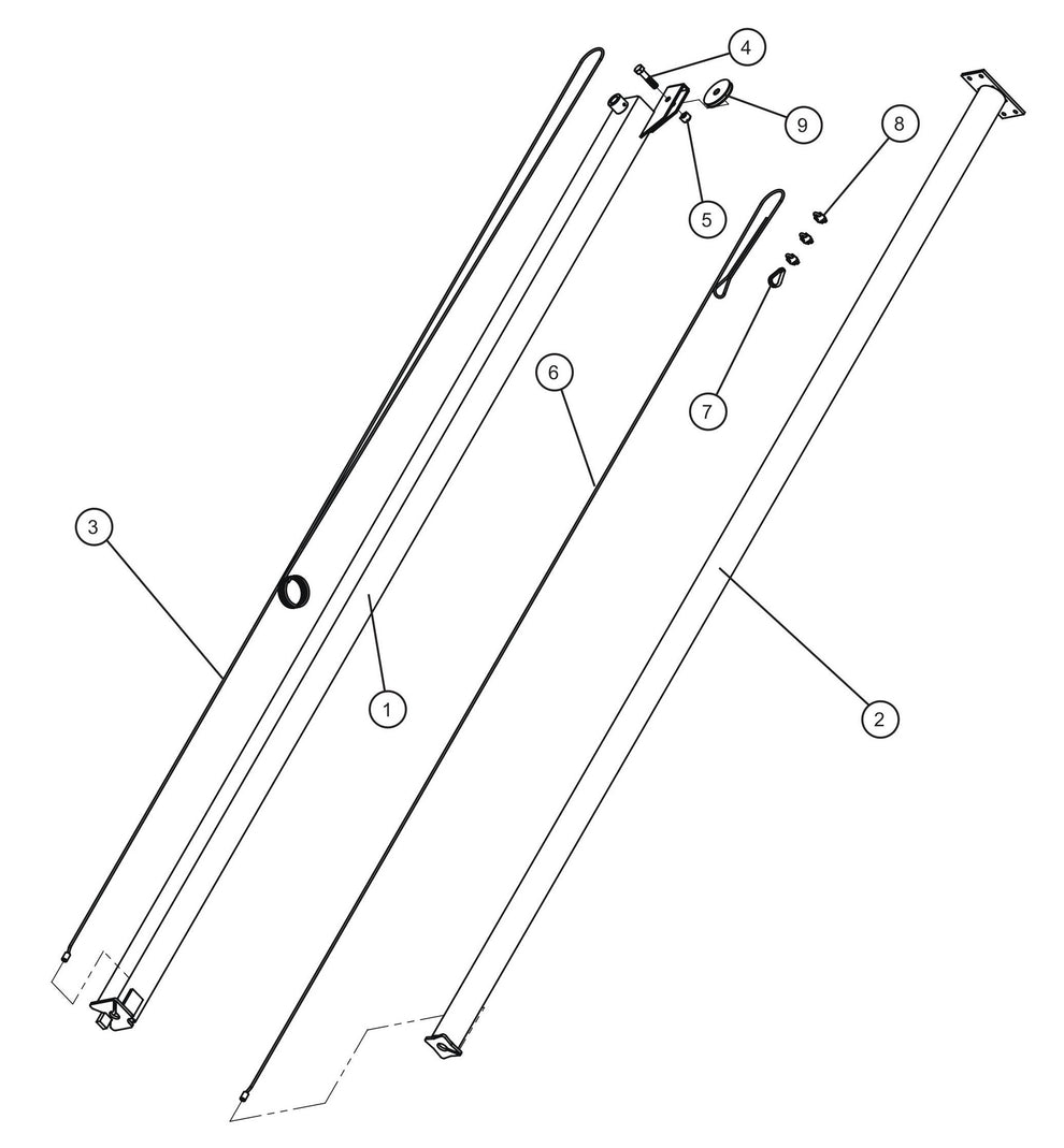Laydown Tower Parts Old Style (2 of 2) Assembly Parts for V-Series Night-lite PRO II 50 & 60Hz NIGHT-LITE PRO II® (08-000001 to 08-005618) by Allmand