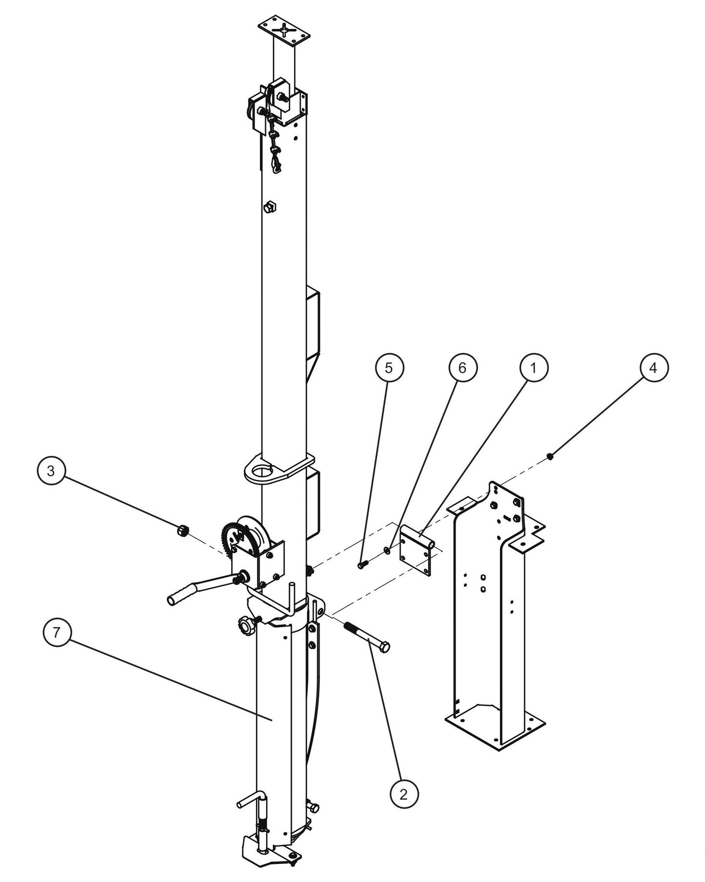 Laydown Tower Pivot Group Assembly Parts for V-Series Night-lite PRO II 50 & 60Hz NIGHT-LITE PRO II® (08-000001 to 08-005618) by Allmand