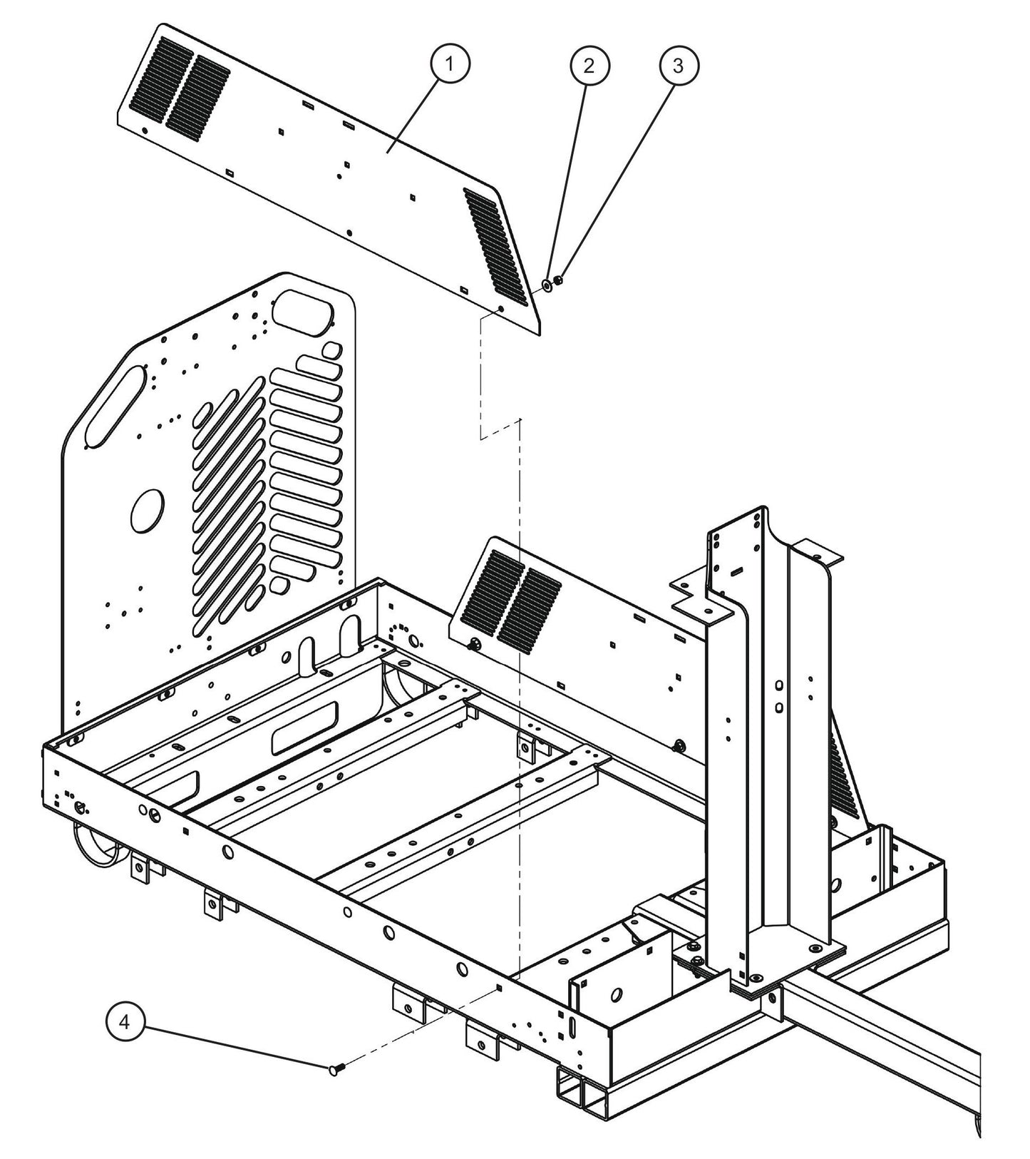 Vertical Tower Trailer Group (1 of 3) Assembly Parts for V-Series Night-lite PRO II 50 & 60Hz NIGHT-LITE PRO II® (08-000001 to 08-005618) by Allmand