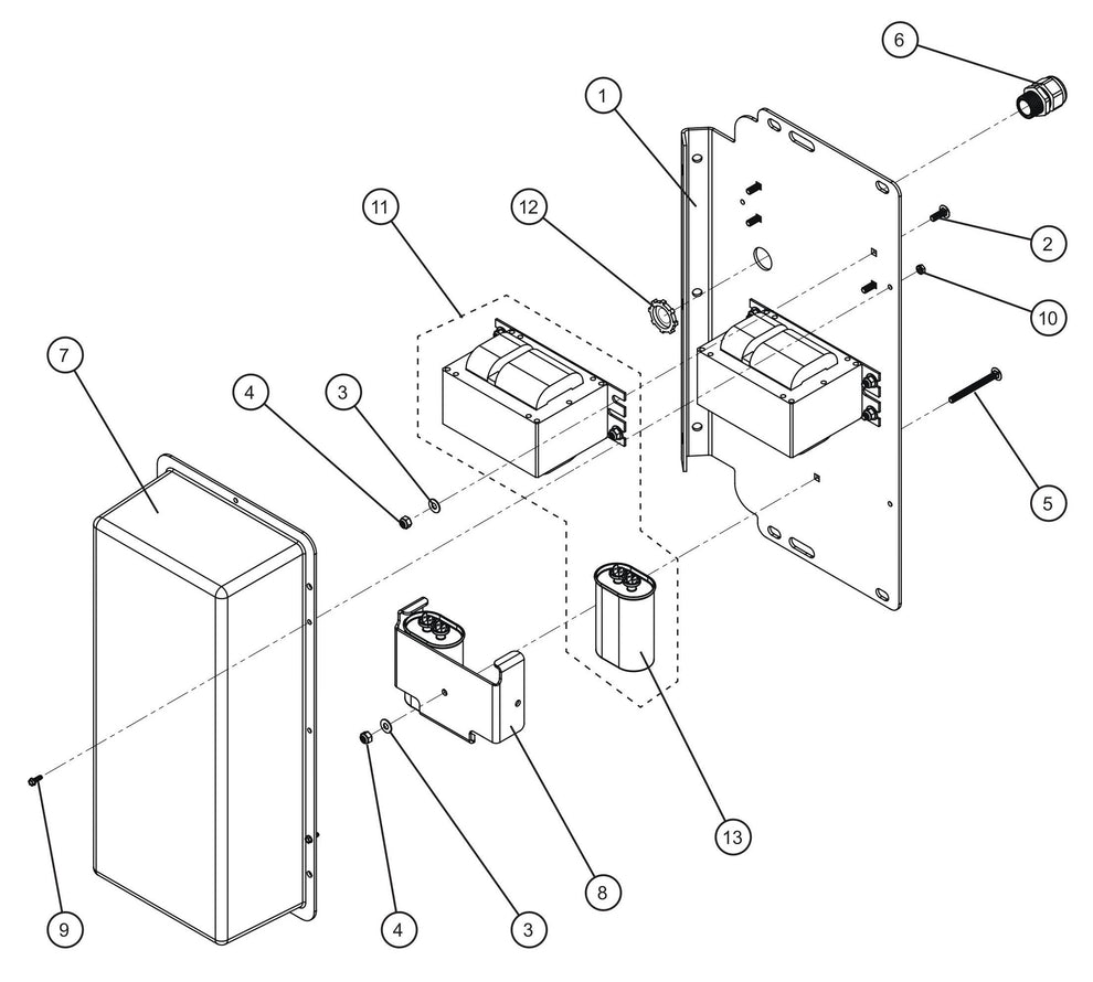 1000W 50Hz 120V Ballast Box Assembly Parts for V Series Night-Lite (Sn 39-000001 to 39-999999) by Allmand