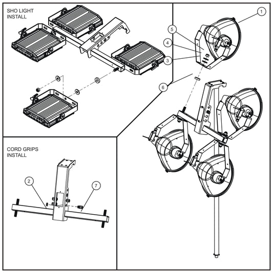 SHO Light Fixtures Assembly Parts for V Series Night-Lite (Sn 39-000001 to 39-999999) by Allmand
