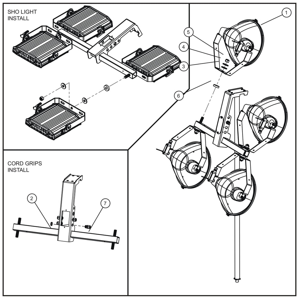 SHO Light Fixtures Assembly Parts for V Series Night-Lite (Sn 39-000001 to 39-999999) by Allmand
