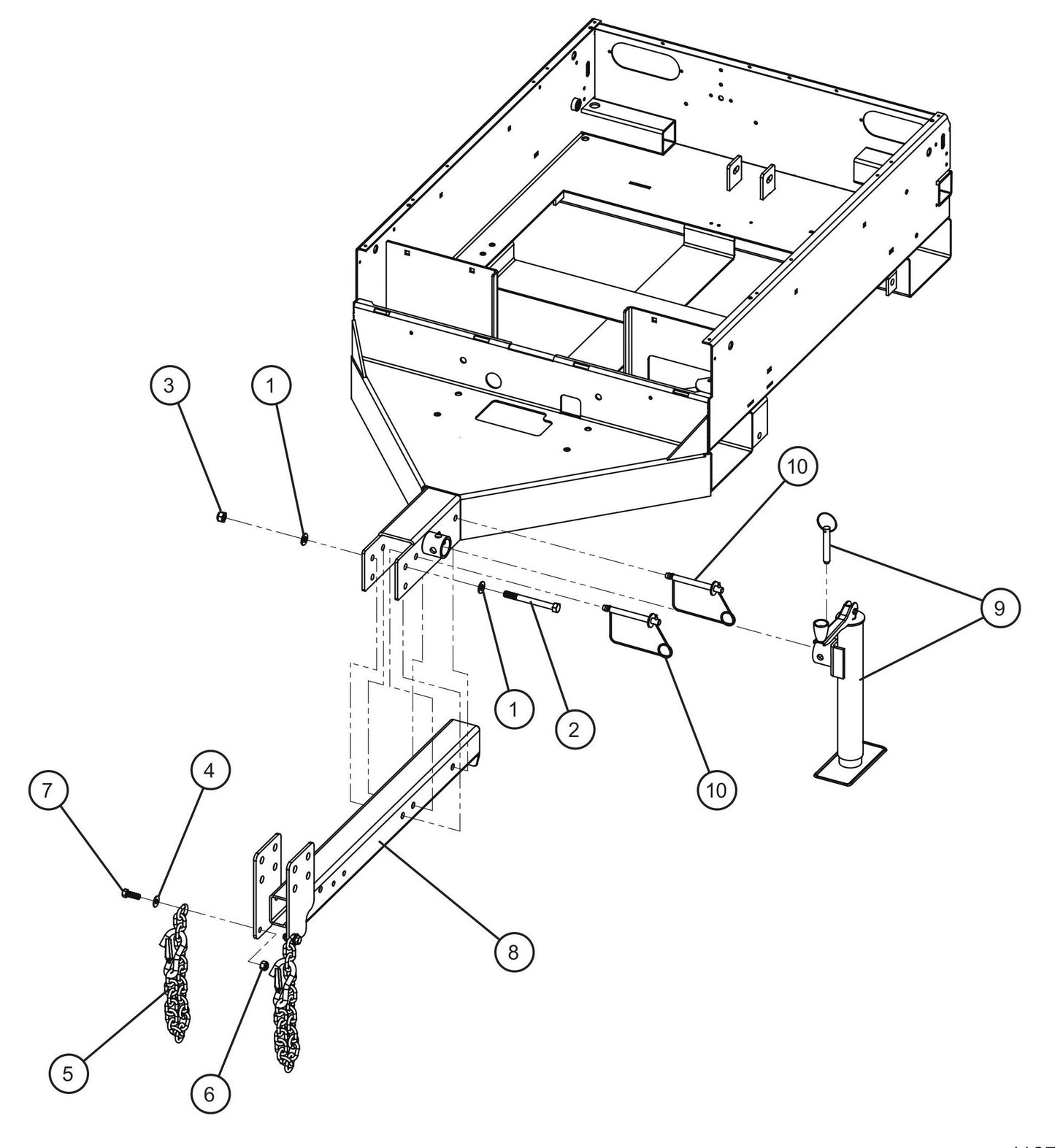 Reversible Tongue Install Group Assembly Parts for V Series Night-Lite (Sn 39-000001 to 39-999999) by Allmand