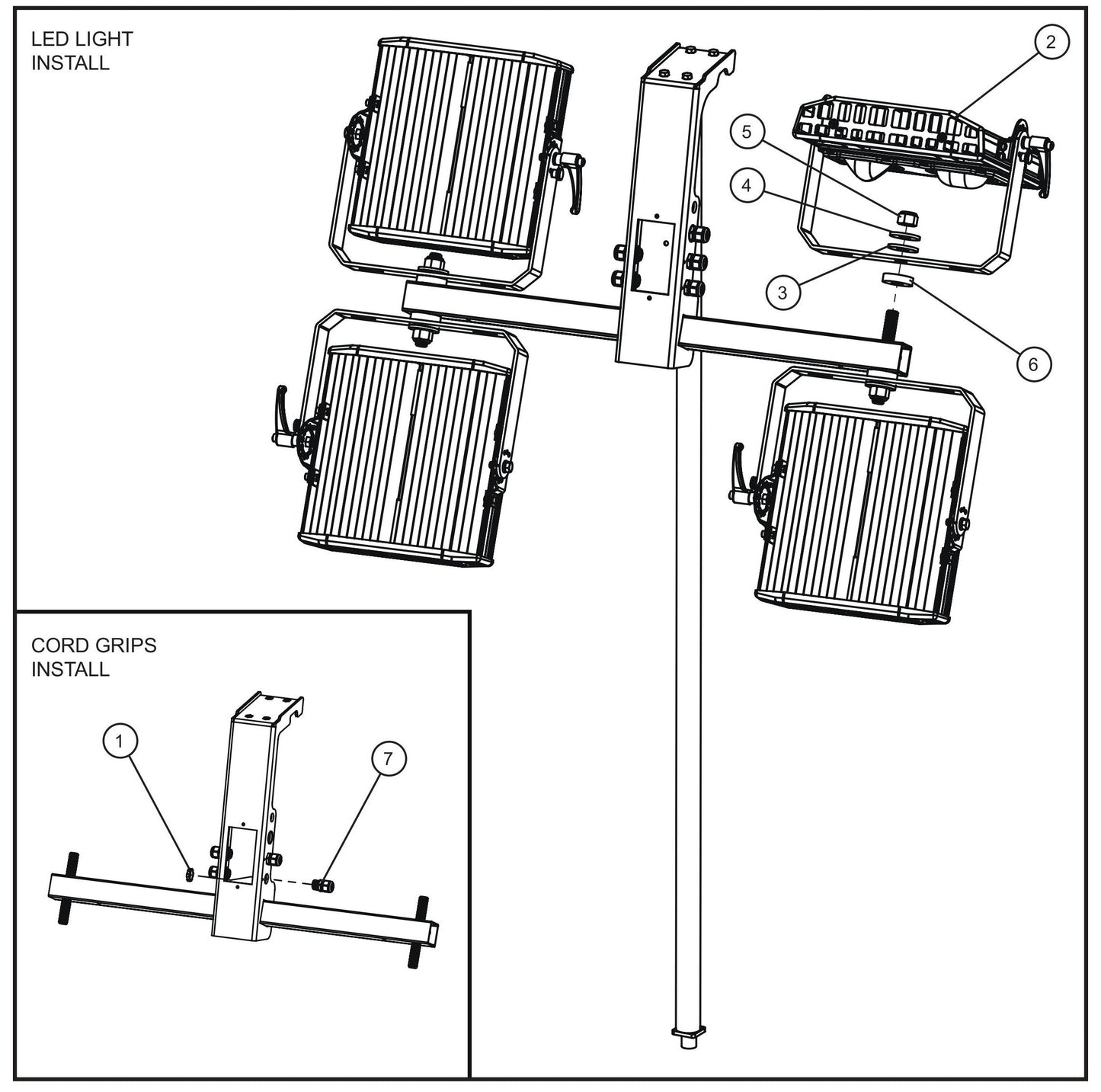 COB LED Light Fixtures Assembly Parts for V Series Night-Lite (Sn 39-000001 to 39-999999) by Allmand