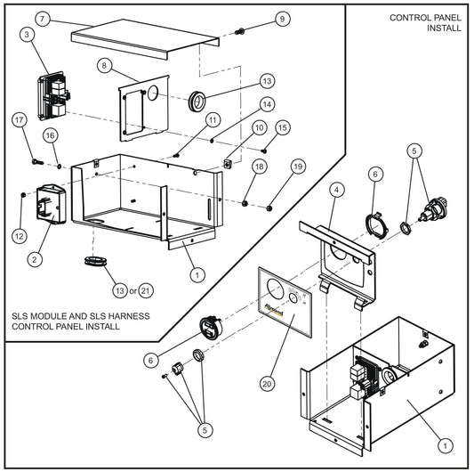 SLS Key Start Dual Gauge Control Box Assembly Parts for V Series Night-Lite (Sn 39-000001 to 39-999999) by Allmand