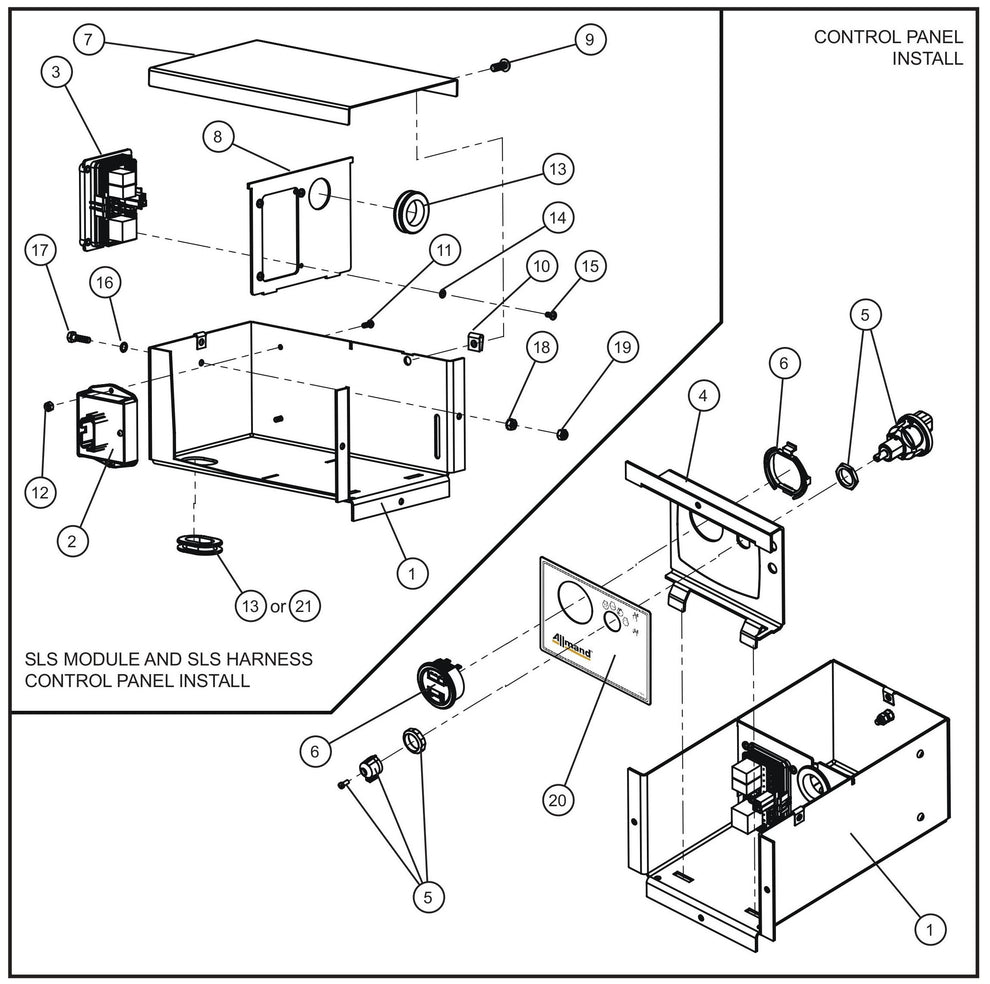 SLS Key Start Dual Gauge Control Box Assembly Parts for V Series Night-Lite (Sn 39-000001 to 39-999999) by Allmand