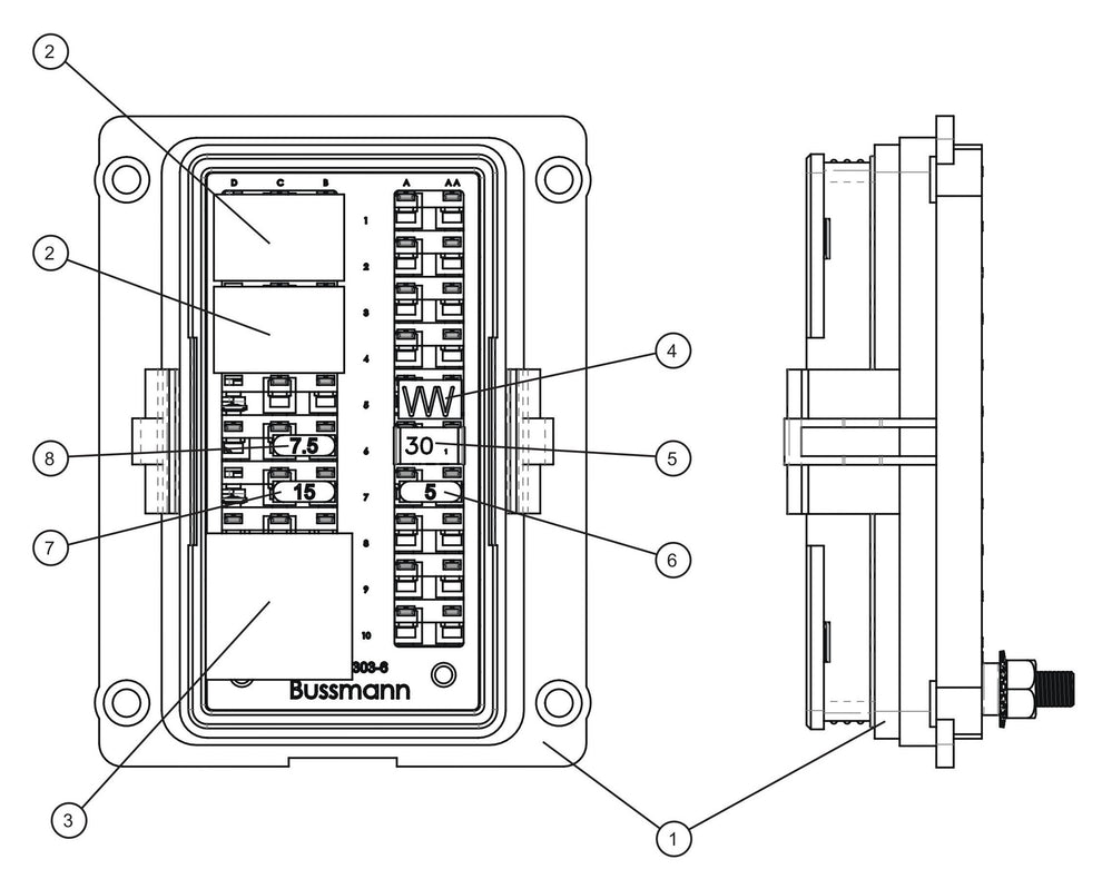 SLS Harness Control Panel Fuse Box Assembly Parts for V Series Night-Lite (Sn 39-000001 to 39-999999) by Allmand
