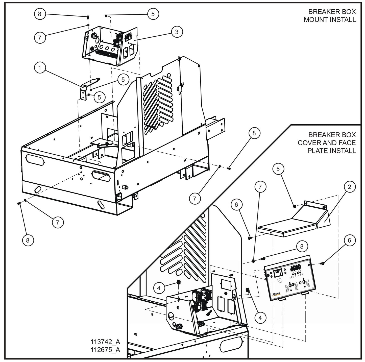 Outlet Circuit 725 Relay Breaker Box Group (1 of 2) Assembly Parts for V Series Night-Lite (Sn 39-000001 to 39-999999) by Allmand