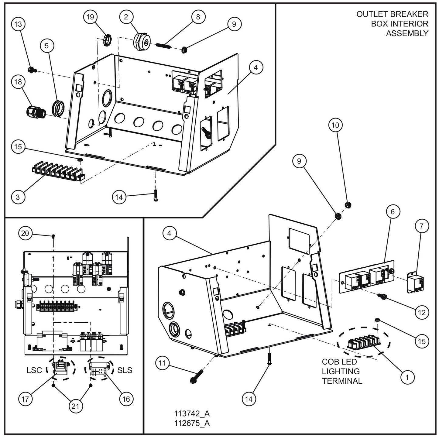 Outlet Circuit Zettler Relay Breaker Box Group (2 of 2) Assembly Parts for V Series Night-Lite (Sn 39-000001 to 39-999999) by Allmand