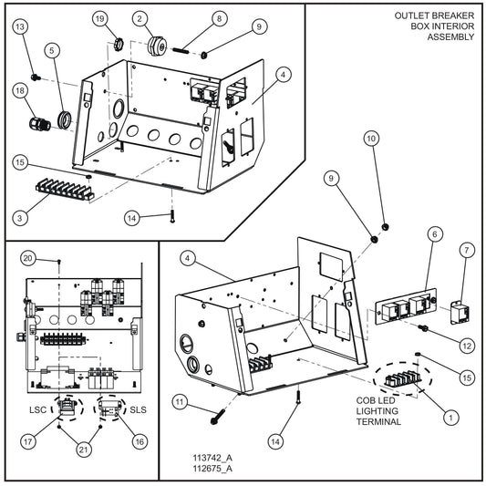 Outlet Circuit Zettler Relay Breaker Box Group (2 of 2) Assembly Parts for V Series Night-Lite (Sn 39-000001 to 39-999999) by Allmand