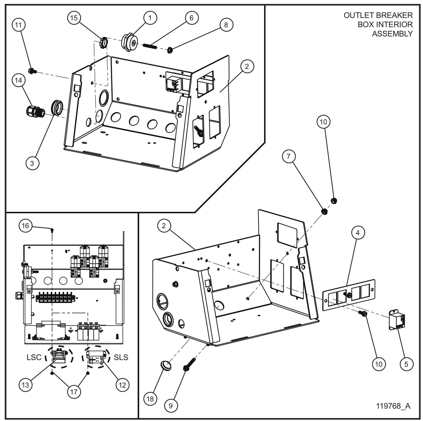 Outlet Circuit LED Balloon Light Breaker Box Group (2 of 2) Assembly Parts for V Series Night-Lite (Sn 39-000001 to 39-999999) by Allmand