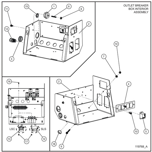Outlet Circuit LED Balloon Light Breaker Box Group (2 of 2) Assembly Parts for V Series Night-Lite (Sn 39-000001 to 39-999999) by Allmand