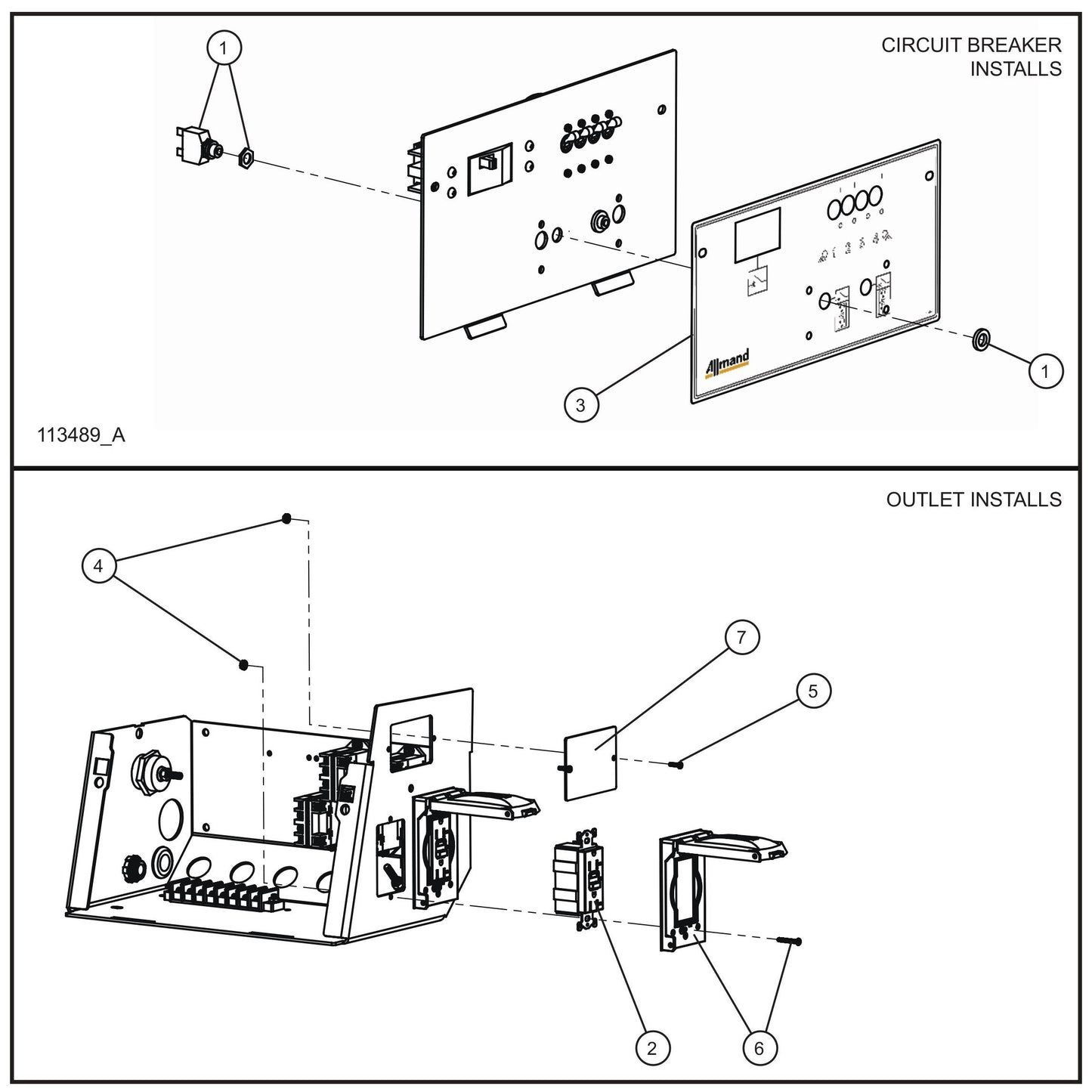 2-20A GFCI Outlets Group Assembly Parts for V Series Night-Lite (Sn 39-000001 to 39-999999) by Allmand