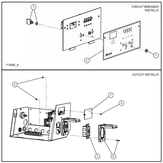 2-20A GFCI Outlets Group Assembly Parts for V Series Night-Lite (Sn 39-000001 to 39-999999) by Allmand