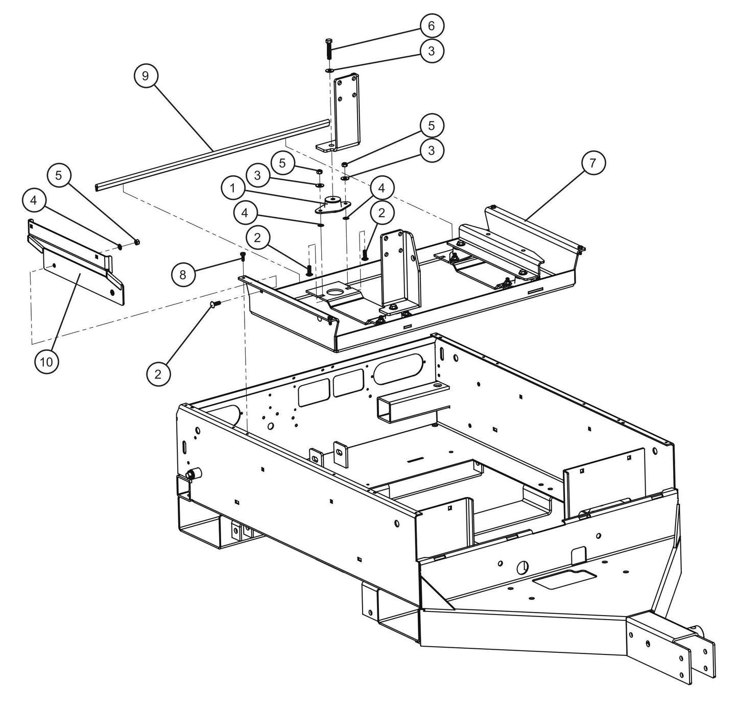 Engine Mounting Tray I Assembly Parts for V Series Night-Lite (Sn 39-000001 to 39-999999) by Allmand
