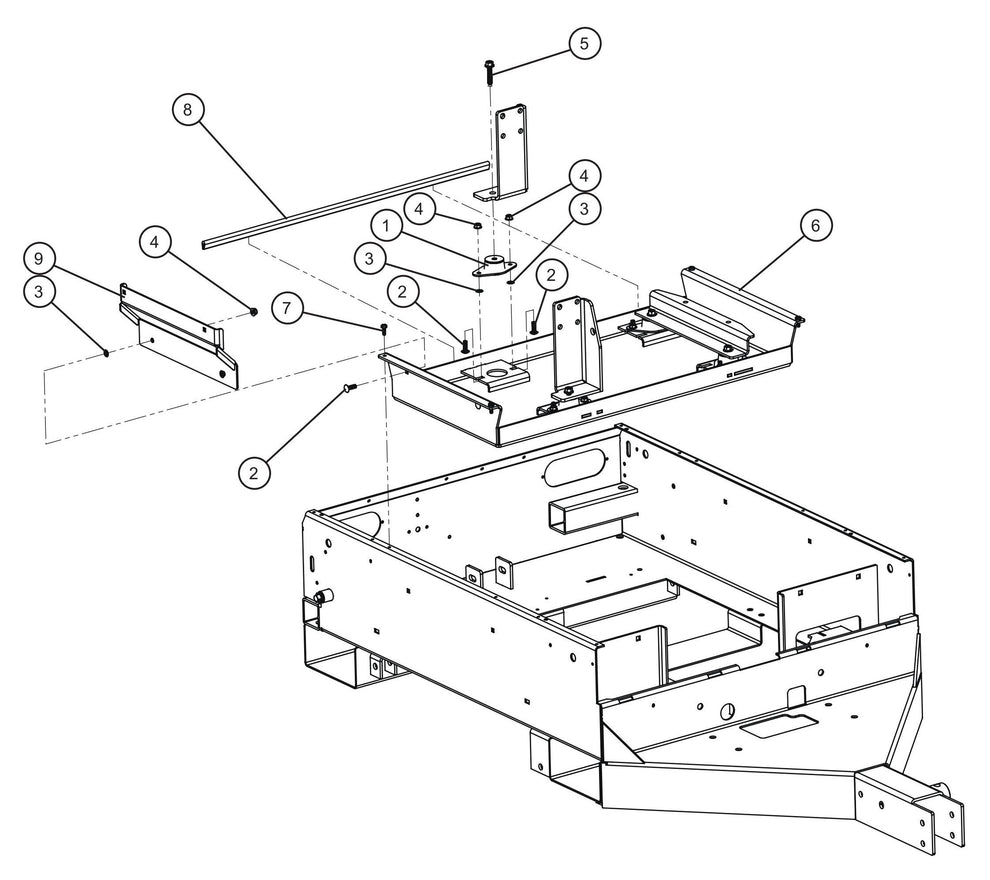 Engine Mounting Tray II Assembly Parts for V Series Night-Lite (Sn 39-000001 to 39-999999) by Allmand