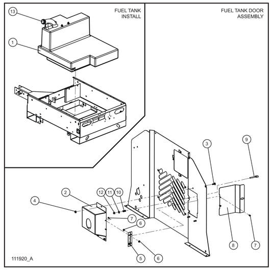 Fuel Tank Assembly Parts for V Series Night-Lite (Sn 39-000001 to 39-999999) by Allmand
