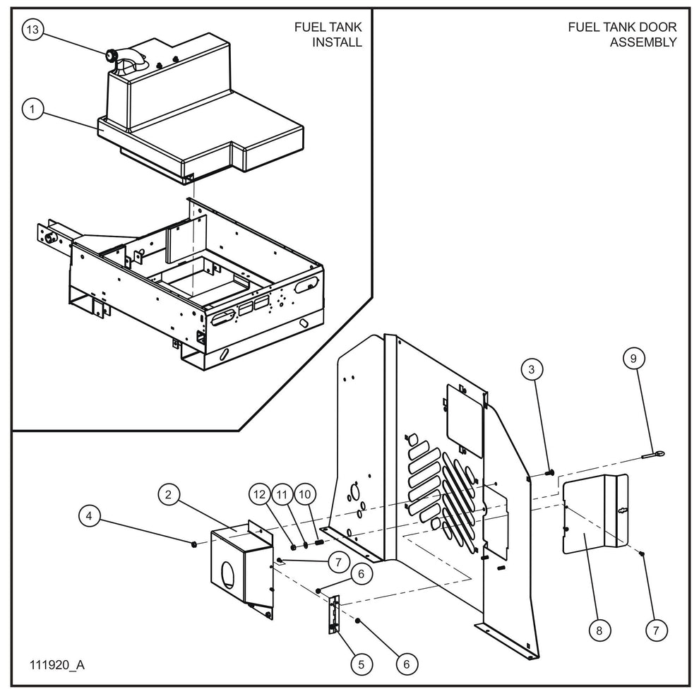Fuel Tank Assembly Parts for V Series Night-Lite (Sn 39-000001 to 39-999999) by Allmand