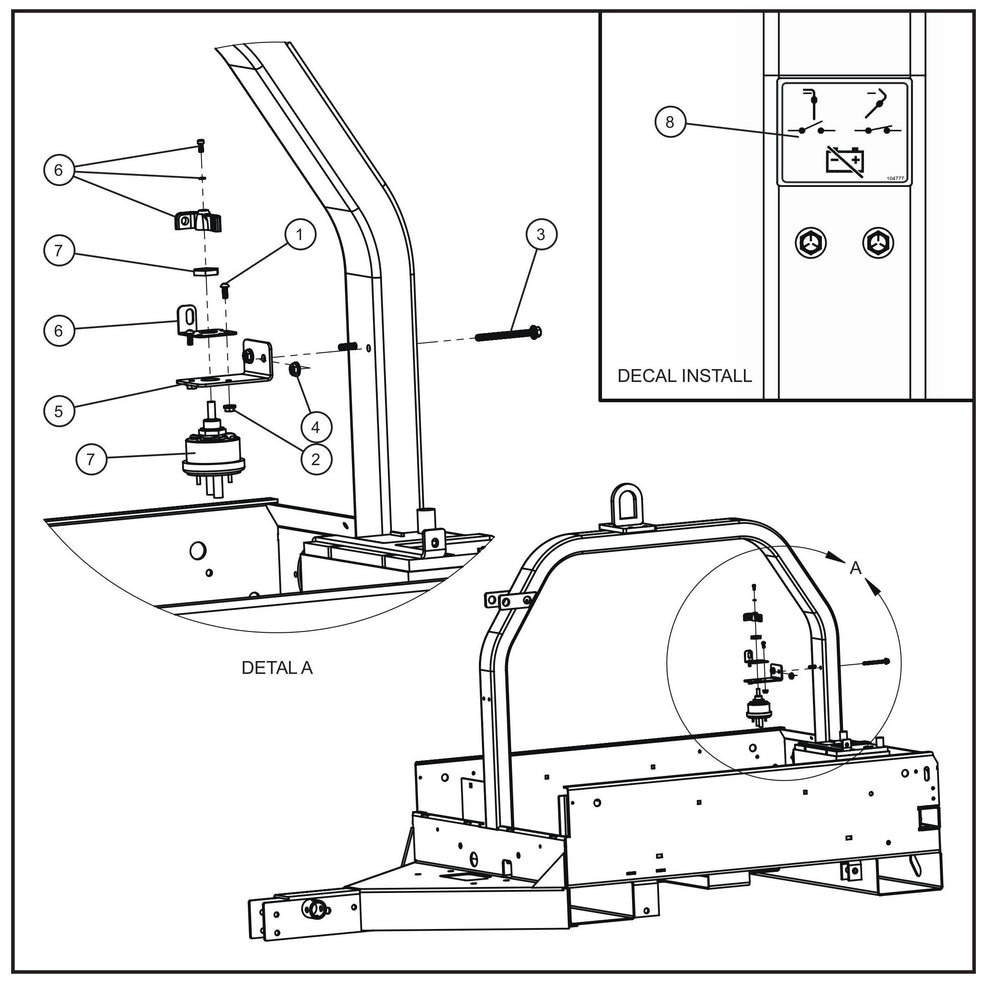 Battery Disconnect Assembly Parts for V Series Night-Lite (Sn 39-000001 to 39-999999) by Allmand