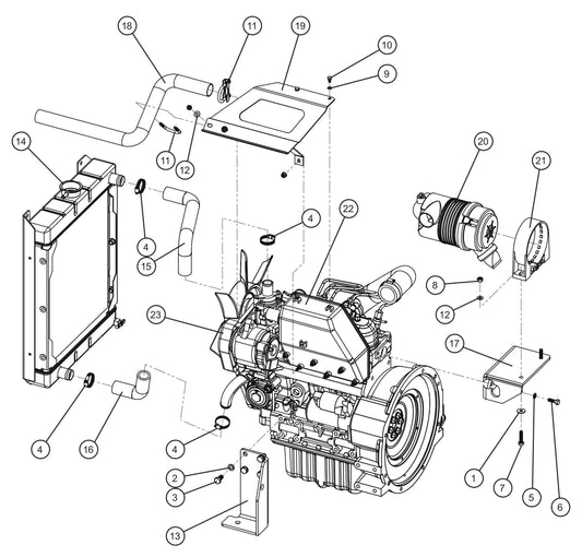 Kubota Engine Assembly Group (1 of 3) Parts for V Series Night-Lite (Sn 39-000001 to 39-999999) by Allmand