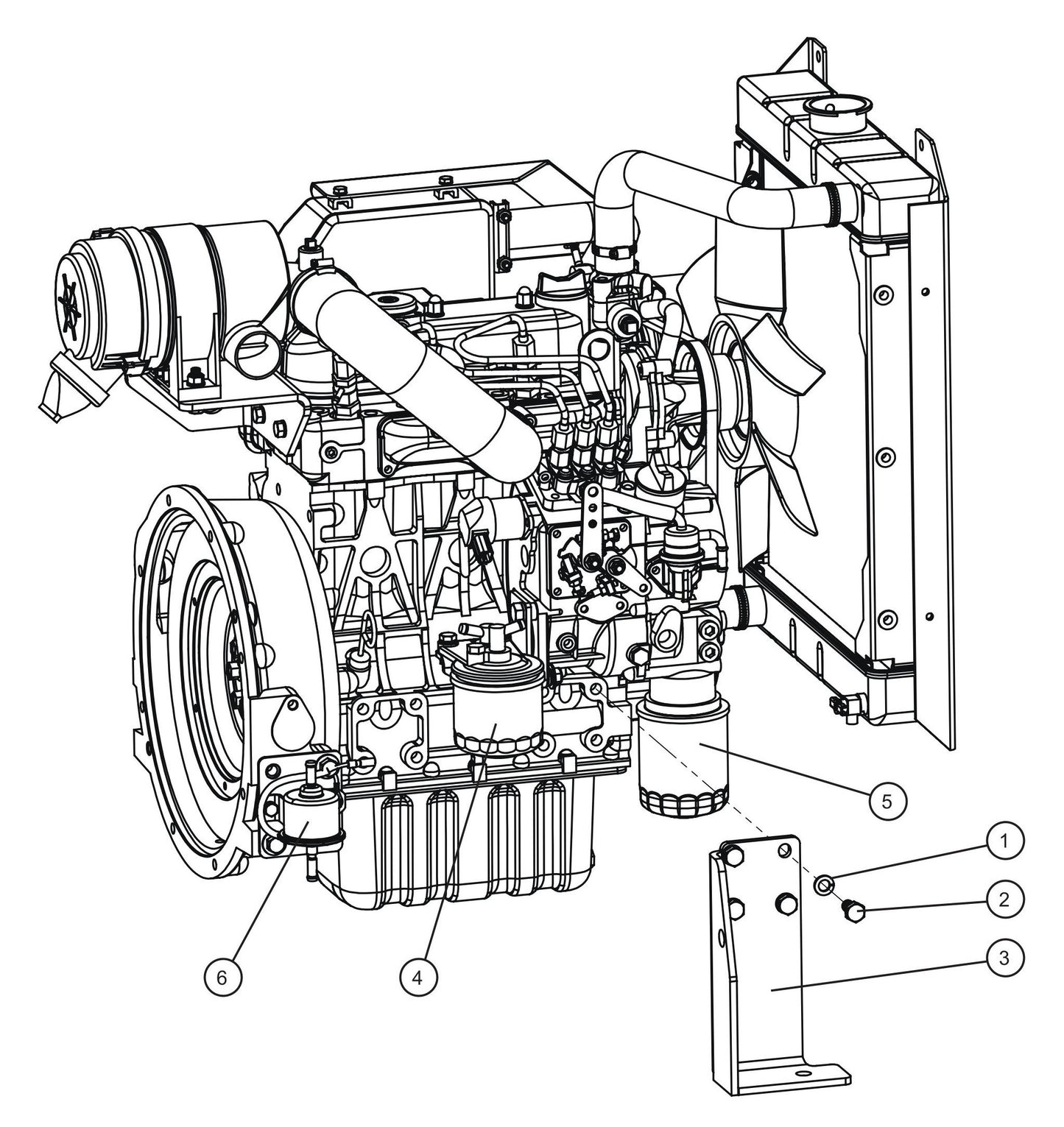 Kubota Engine Assembly Group (2 of 3) Parts for V Series Night-Lite (Sn 39-000001 to 39-999999) by Allmand