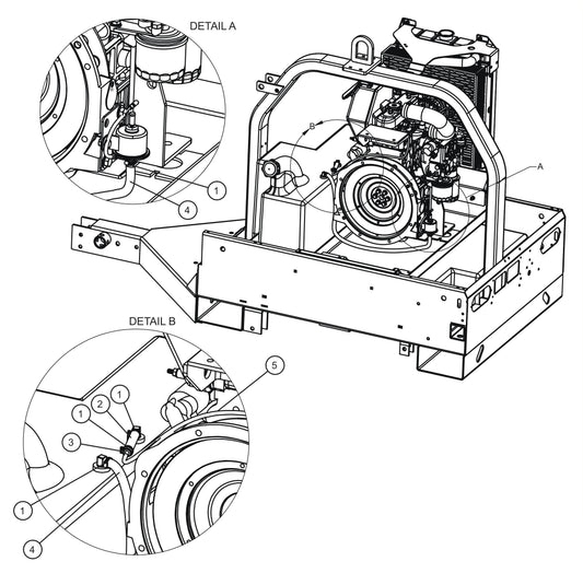 Kubota Fuel Lines Assembly Parts for V Series Night-Lite (Sn 39-000001 to 39-999999) by Allmand