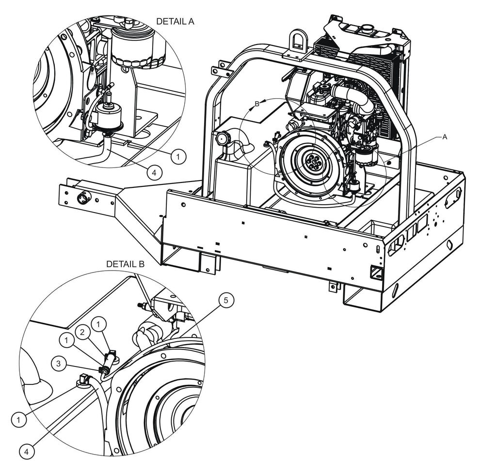 Kubota Fuel Lines Assembly Parts for V Series Night-Lite (Sn 39-000001 to 39-999999) by Allmand