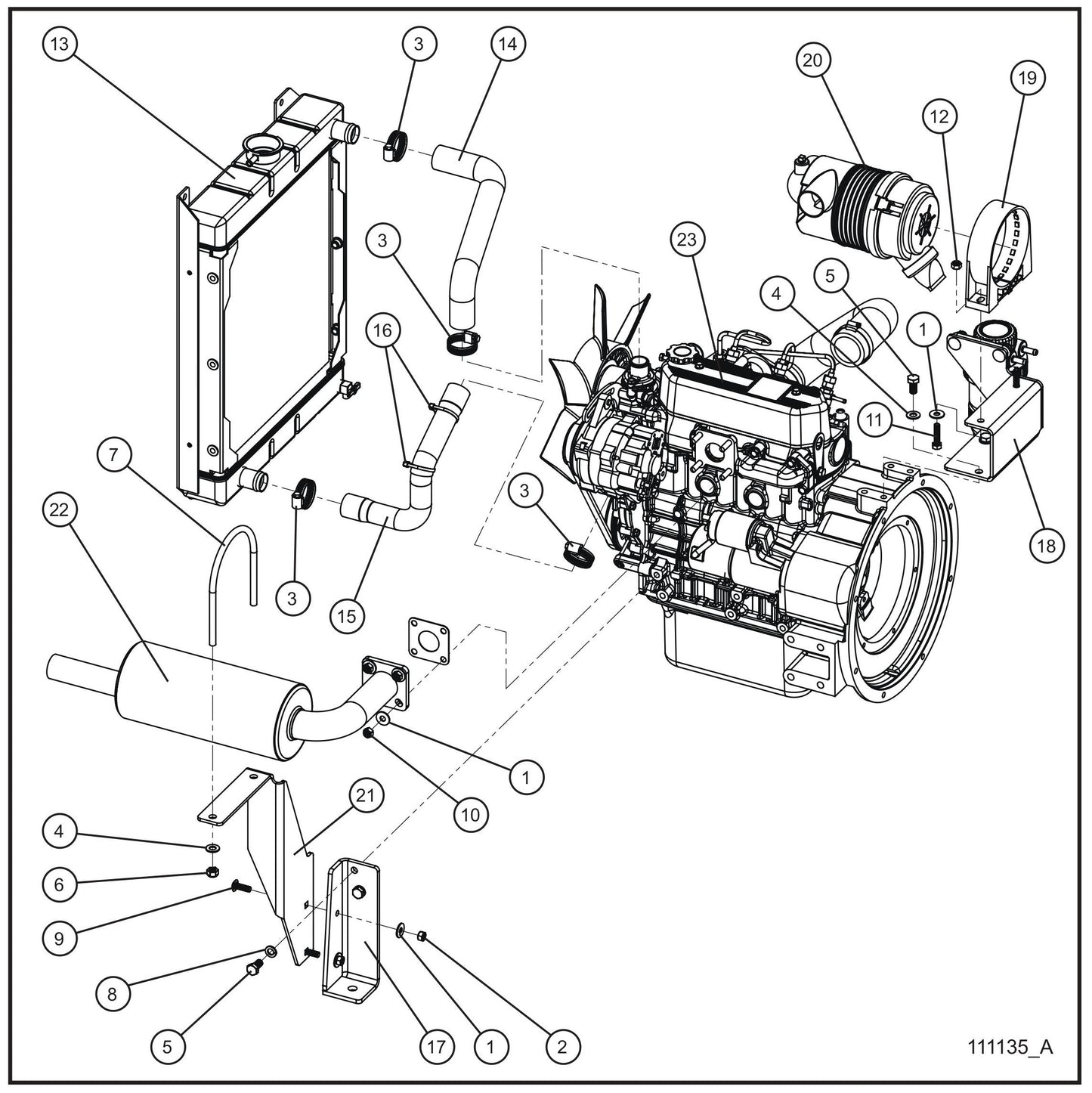 Mitsubishi Engine Assembly Group (1 of 4) Parts for V Series Night-Lite (Sn 39-000001 to 39-999999) by Allmand