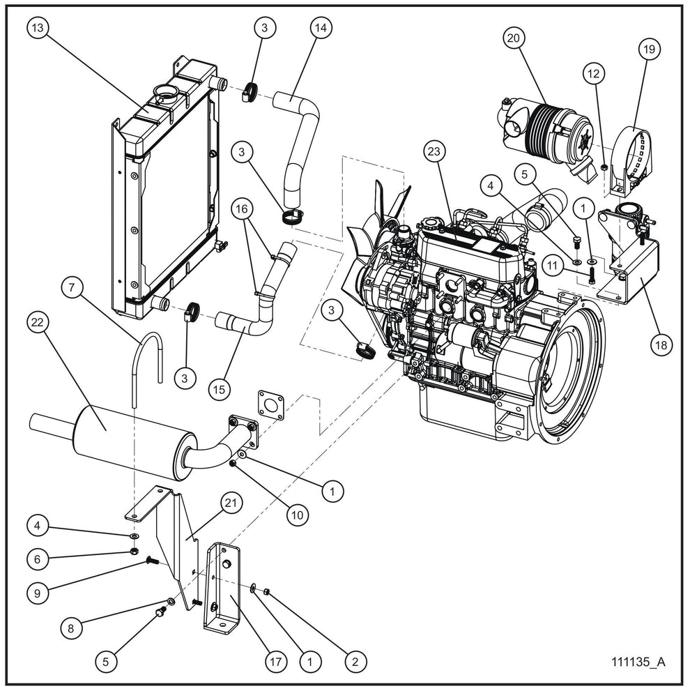 Mitsubishi Engine Assembly Group (1 of 4) Parts for V Series Night-Lite (Sn 39-000001 to 39-999999) by Allmand