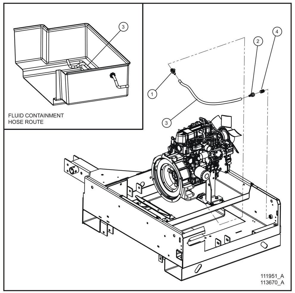 Mitsubishi Oil Drain Line Assembly Parts for V Series Night-Lite (Sn 39-000001 to 39-999999) by Allmand