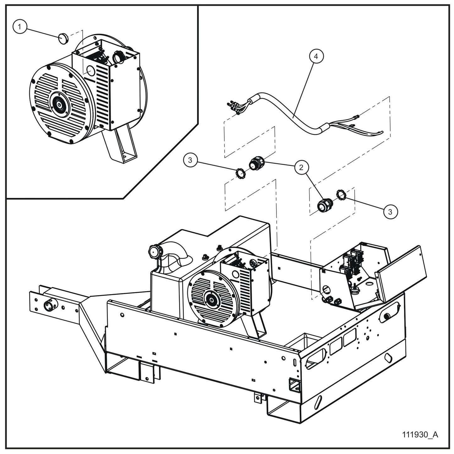 6/4 and 10/4 Generator Cord Install Group Assembly Parts for V Series Night-Lite (Sn 39-000001 to 39-999999) by Allmand