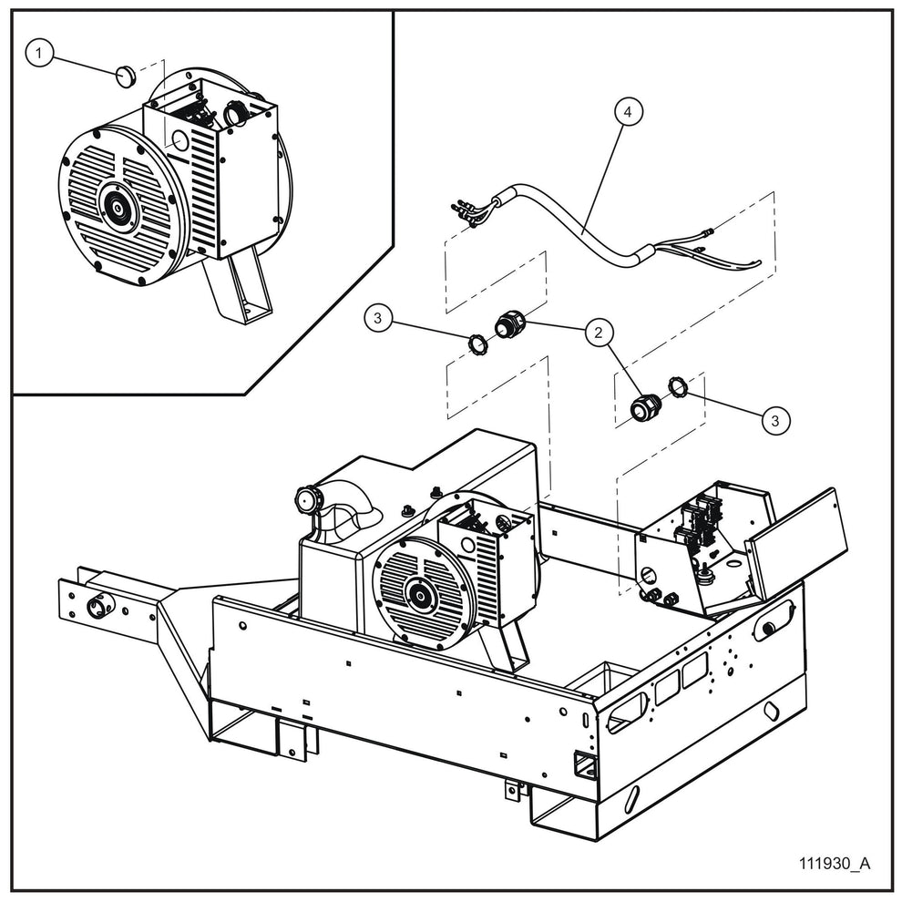6/4 and 10/4 Generator Cord Install Group Assembly Parts for V Series Night-Lite (Sn 39-000001 to 39-999999) by Allmand