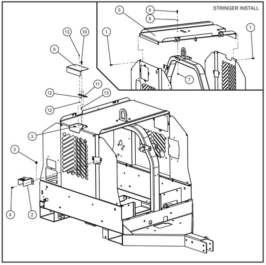 Stringer Group I Assembly Parts for V Series Night-Lite (Sn 39-000001 to 39-999999) by Allmand
