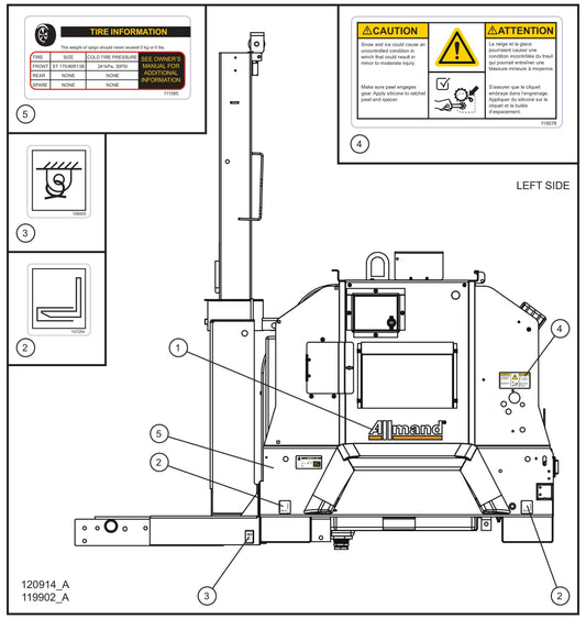 Left Side Domestic Decals Assembly Parts for V Series Night-Lite (Sn 39-000001 to 39-999999) by Allmand