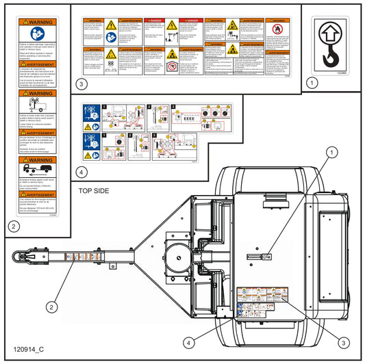 Top Side Domestic Decals Assembly Parts for V Series Night-Lite (Sn 39-000001 to 39-999999) by Allmand