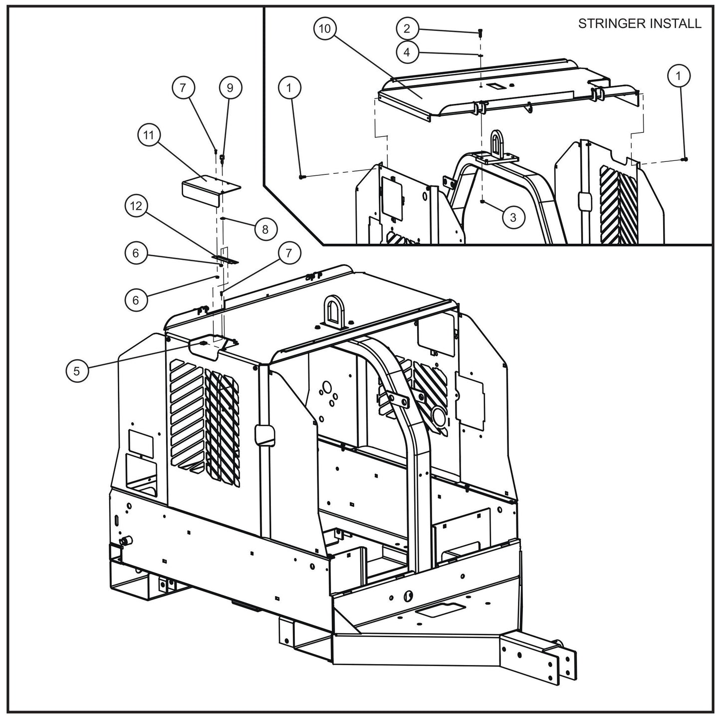 Stringer Group II Assembly Parts for V Series Night-Lite (Sn 39-000001 to 39-999999) by Allmand
