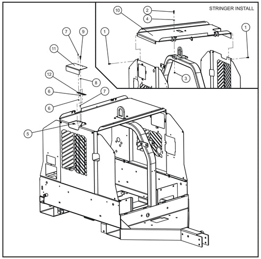 Stringer Group II Assembly Parts for V Series Night-Lite (Sn 39-000001 to 39-999999) by Allmand
