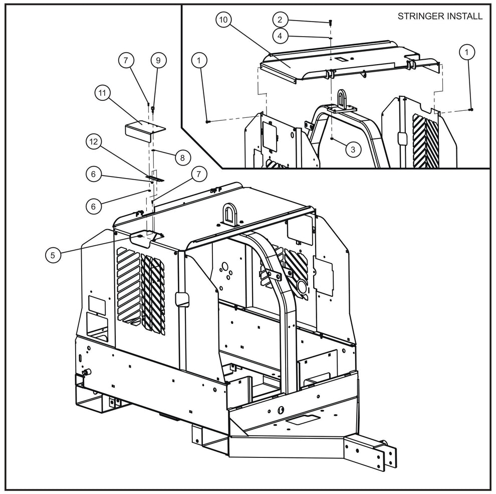 Stringer Group II Assembly Parts for V Series Night-Lite (Sn 39-000001 to 39-999999) by Allmand